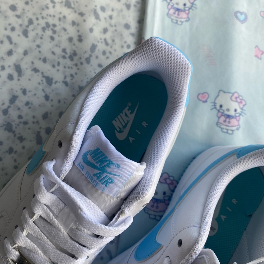 Nike Air Force 1 Low White with Light Blue Swoosh - Picture 4 of 6